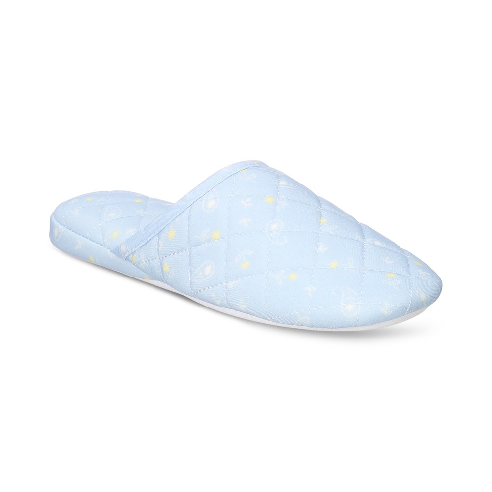 Charter Club Womens Quilted Paisley Floral Slippers Blue Paisley - Small 5-6